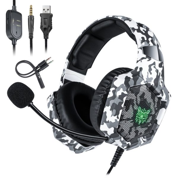 ONIKUMA K8 Camouflage Omnidirectional MIC USB Gaming Headset Wired Headphone Online now