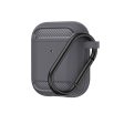 Carbon Fiber Grain Silicone Case with Hook for Apple AirPods with Charging Case (2019) AirPods with Wireless Charging Case (2019) For Sale