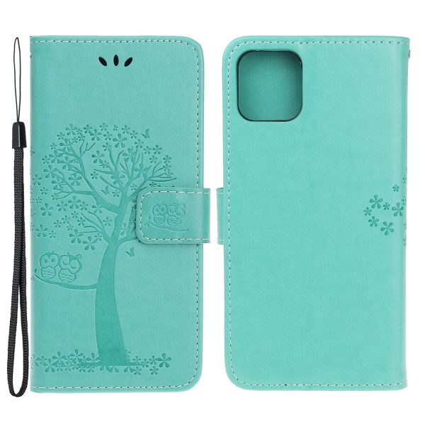 Wallet Stand Leather Case with Owl and Tree Imprinted for iPhone 13 mini 5.4 inch For Cheap