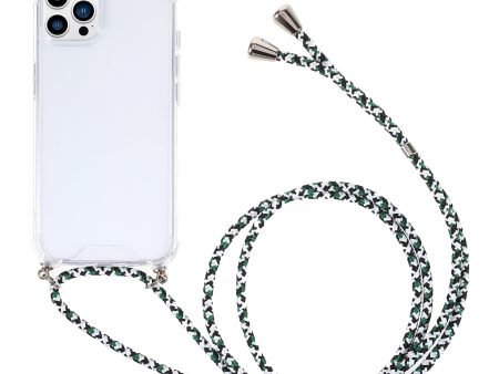 Acrylic Back Panel + TPU Bumper Crystal Clear Protective Phone Case Cover with Lanyard for iPhone 13 Pro 6.1 inch For Cheap