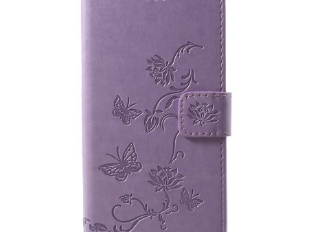 For iPhone XR 6.1 inch Imprint Butterfly Flower Wallet Stand Leather Phone Shell Discount