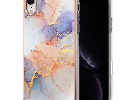 For iPhone XR 6.1 inch Scratch-resistant Anti-fall Marble Design Electroplating IMD IML Soft TPU Phone Case Sale