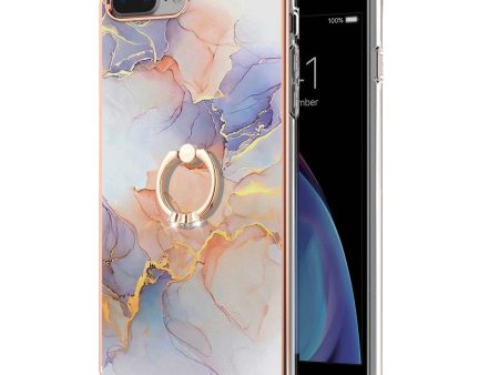 Marble Pattern Flexible Bumper TPU Anti-Yellow IMD Slim Phone Case with Ring Kickstand for iPhone 7 Plus   8 Plus 5.5 inch Fashion