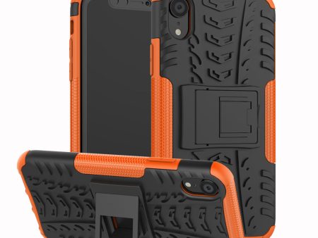 Tire Pattern Kickstand PC + TPU Combo Back Case for iPhone XR 6.1 inch- Black Cheap