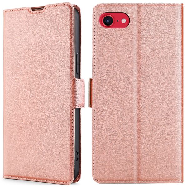 Ultra-thin Side Magnetic Clasp PU Leather Cover Phone Stand Case with Card Slot for iPhone SE (2022) SE (2020) 8 7 2020 Online Hot Sale