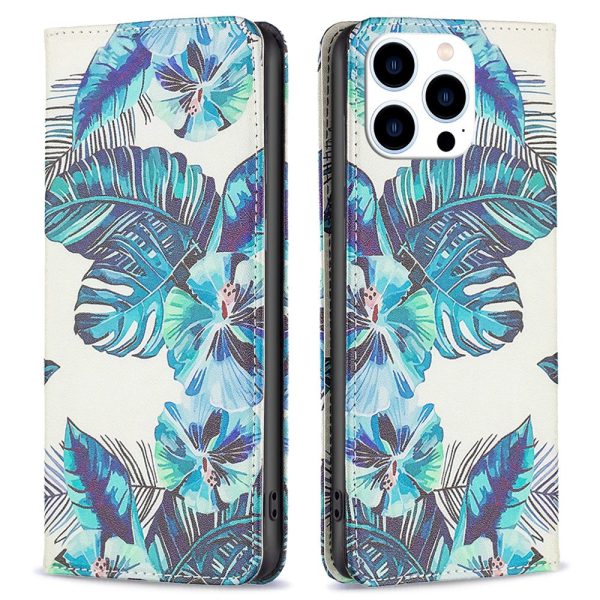 BF Pattern Printing Leather Series-3 for iPhone 14 Pro 6.1 inch PU Leather Shockproof Phone Cover Foldable Stand Case Magnetic Auto-absorbed Wallet Phone Shell For Discount